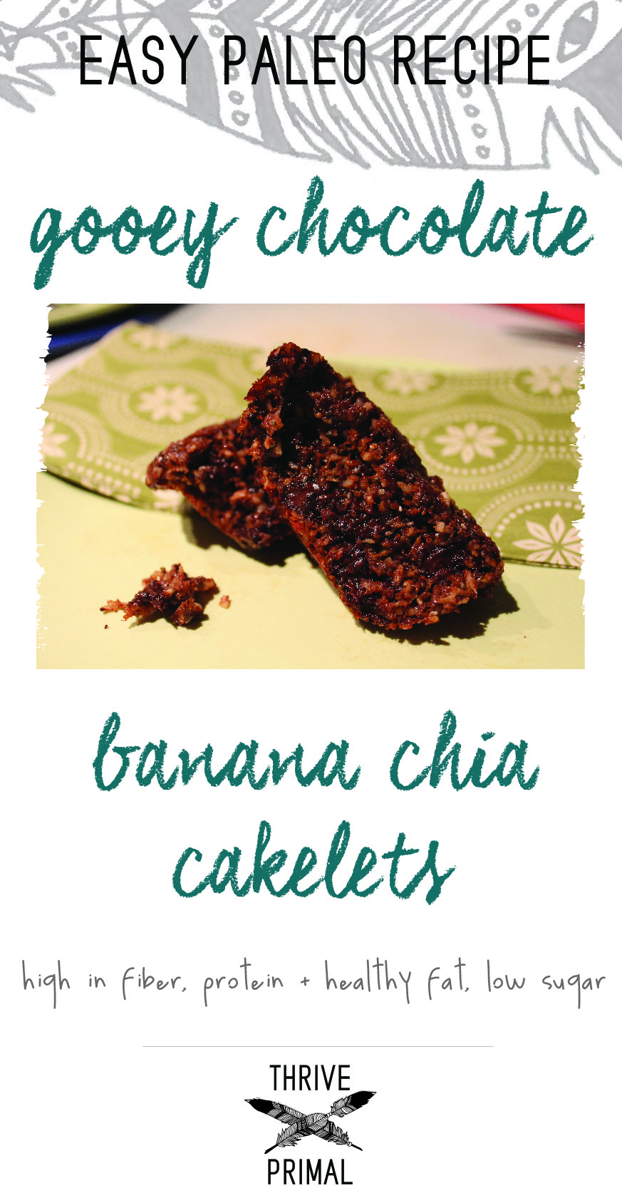 Thrive Primal - paleo chocolate banana chia cake recipe