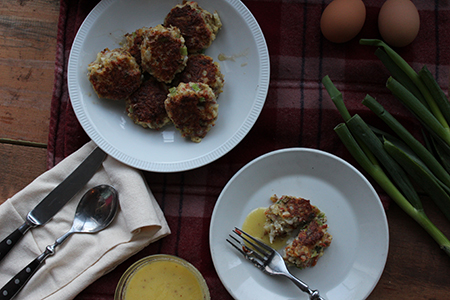 Real Food Recipe: Cauliflower Parmesan Fritters + Bacon Mayo